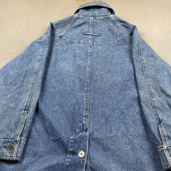 Vintage Eddie Bauer Jacket Womens Large Denim Coat Chore Barn Button Up - Picture 11 of 15
